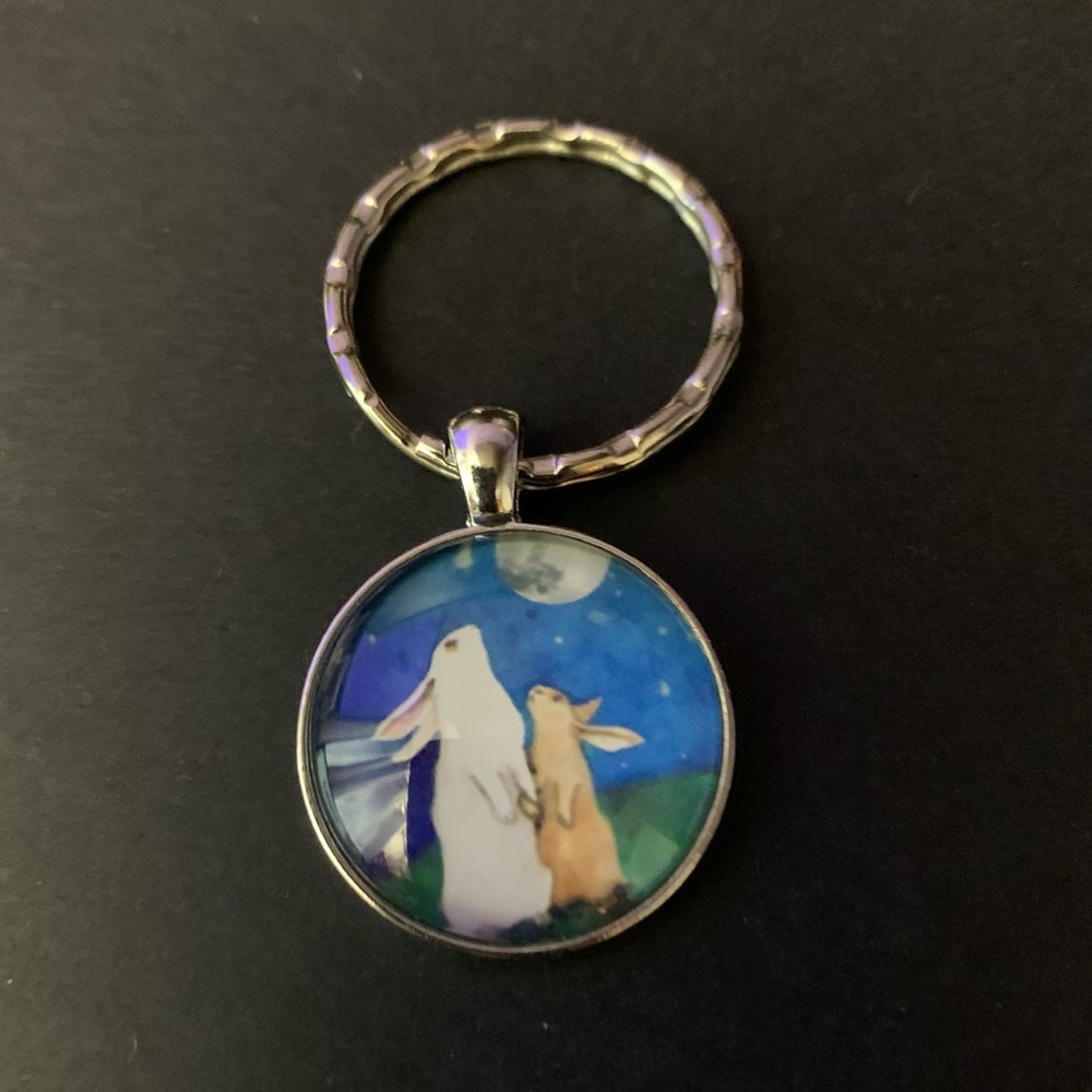 Rabbit Moon Keychain - Blue Night Sky Small Pets Accessory
